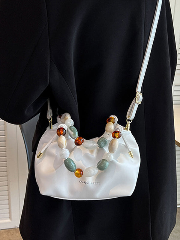 Beaded Pleated Split-Joint Handbags Shoulder Bags