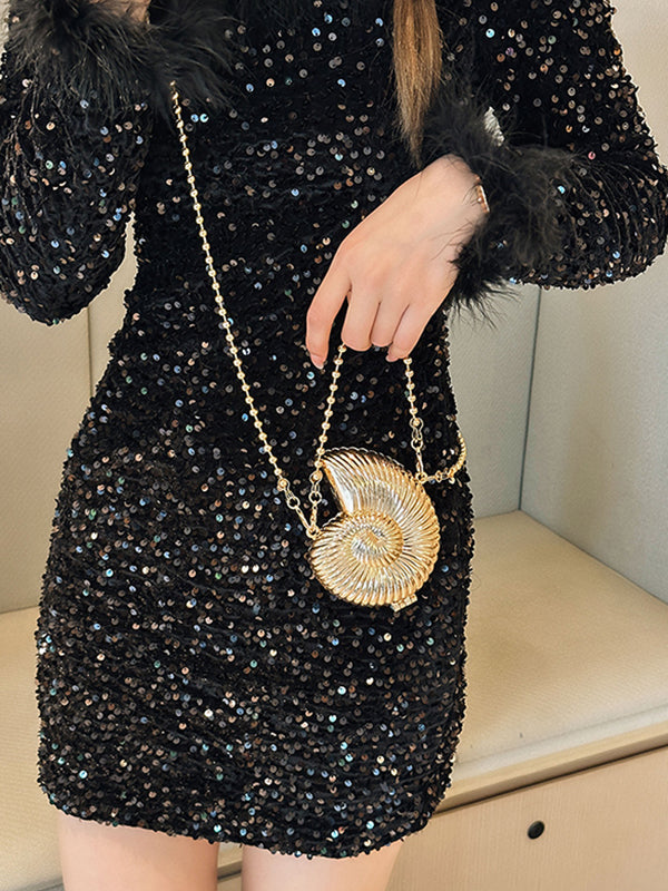 Chains Geometric Solid Color Satchels Crossbody Bags