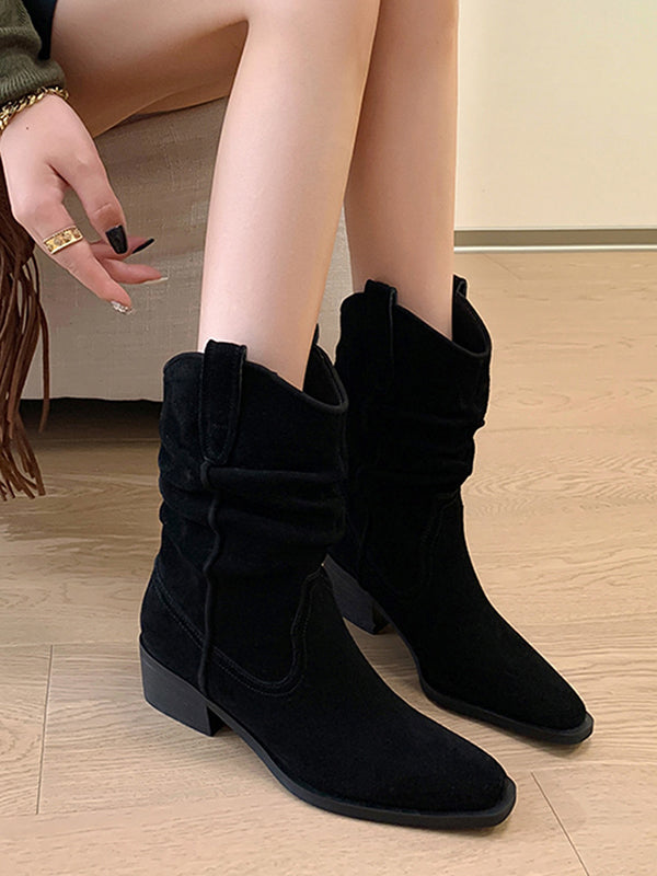 Pointed-Toe Split-Joint Pumps Boots