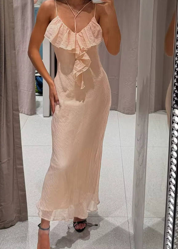 Thin Sling Decorative Midi Dress