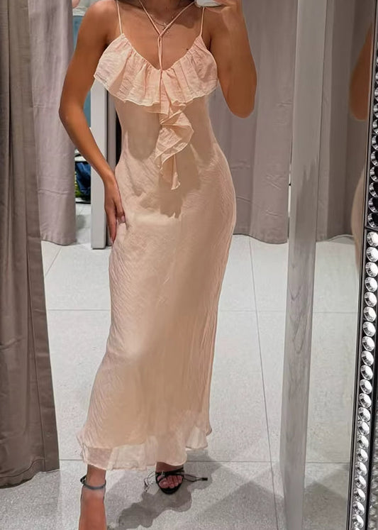 Thin Sling Decorative Midi Dress