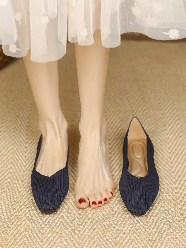 Solid Color Square-Toe Shoes Flats