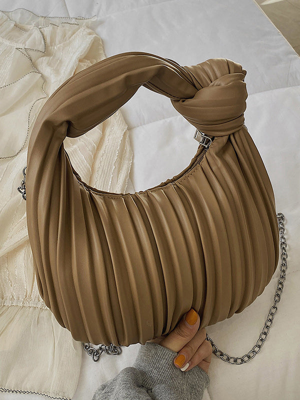 Pleated Split-Joint Zipper Shoulder Bags Handbags Bags Accessories