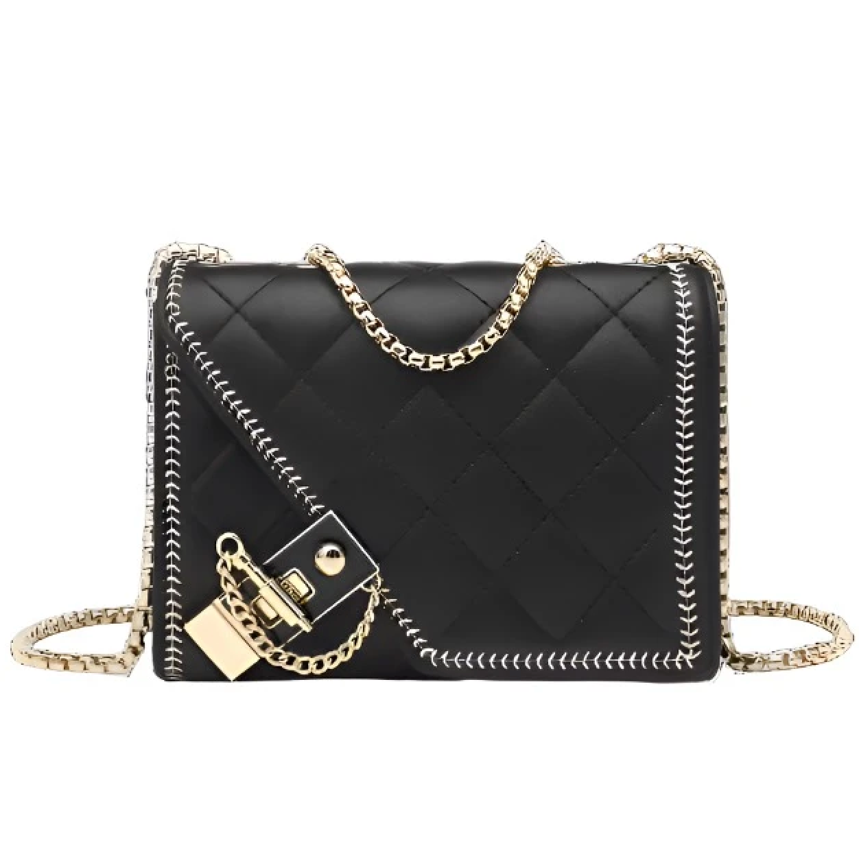 Aemma Lock & Quilted Faux Leather Mini Flap Bag - 2 Colors