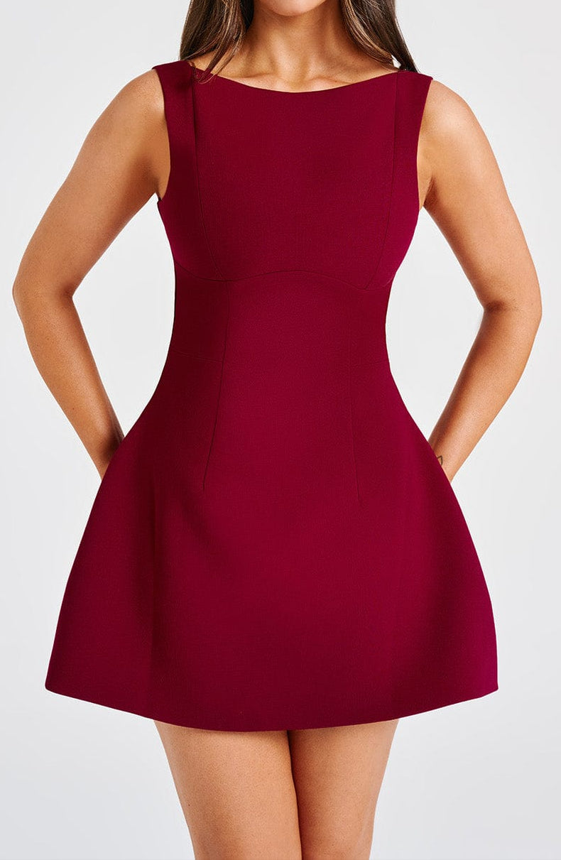 Alessandra Mini Dress-Wine