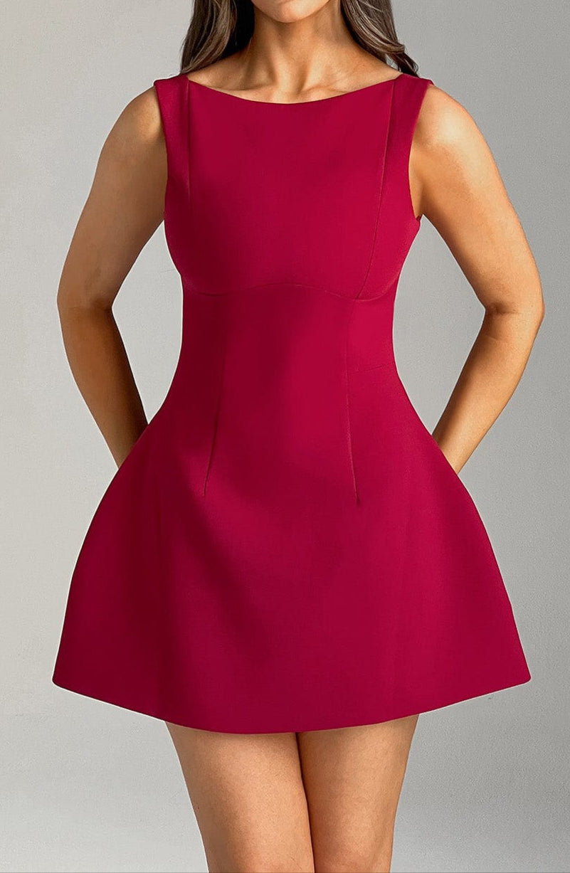 Alessandra Mini Dress-Wine