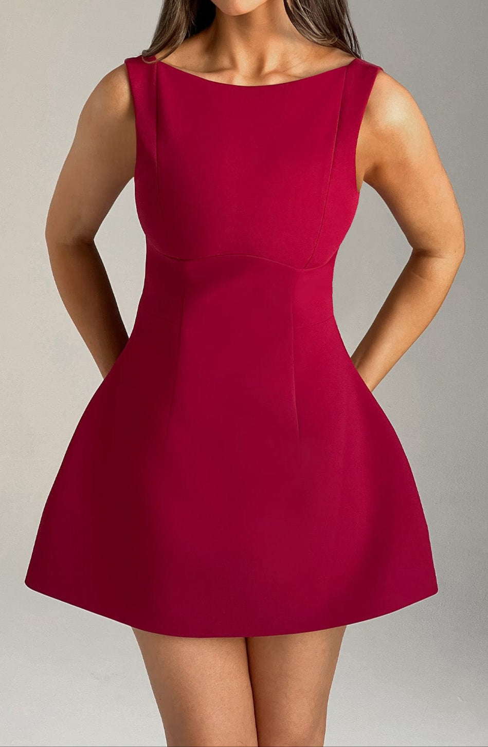 Alessandra Mini Dress-Wine