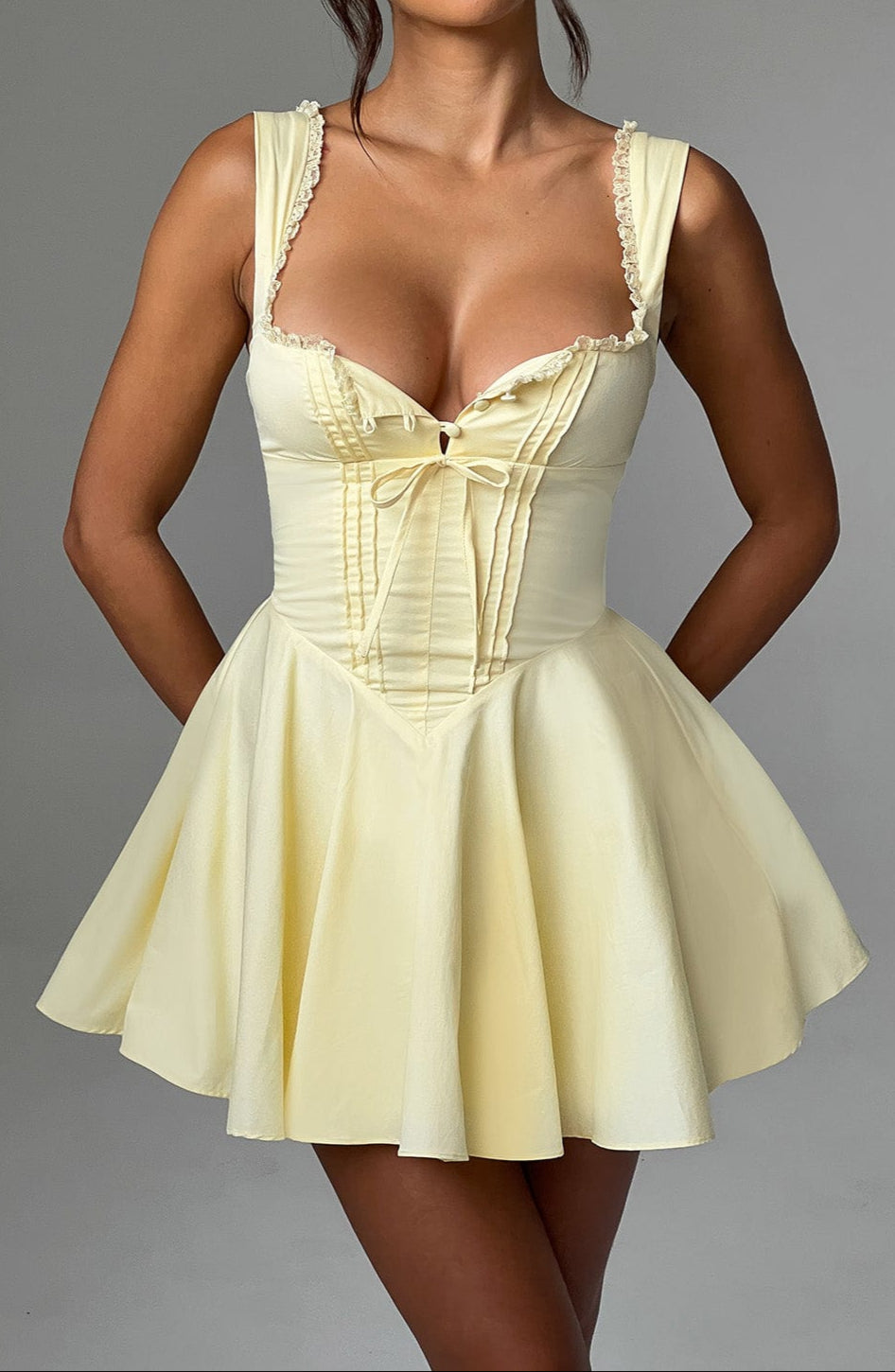 Emily Mini Dress-Lemon