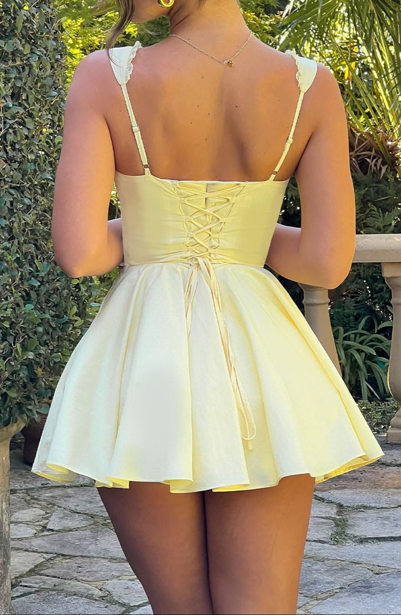 Emily Mini Dress-Lemon