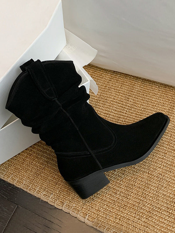 Pointed-Toe Split-Joint Pumps Boots