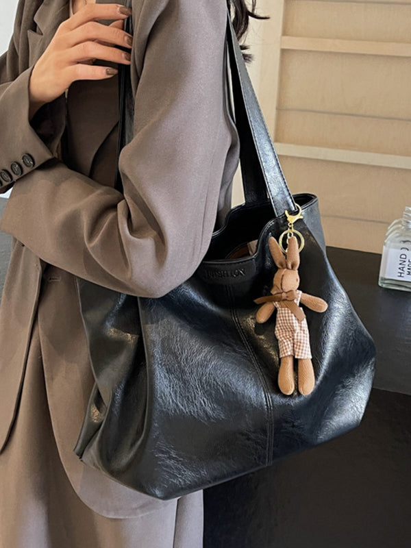 Solid Color Zipper Tote Bags Handbags