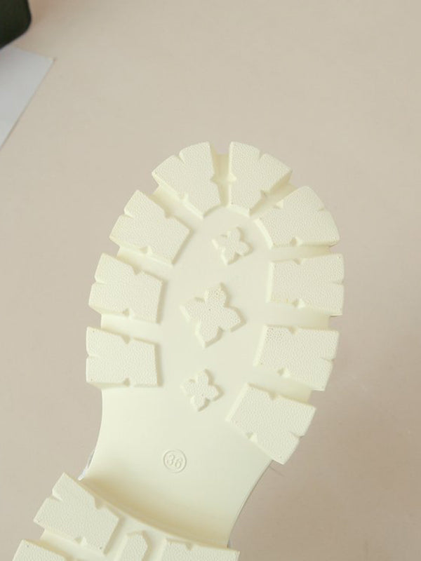 Belt Buckle Hollow Round-Toe Split-Joint Sandals Platform Shoes Gladiators