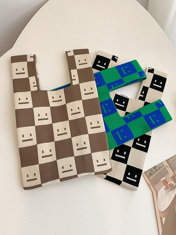 Urban Checkerboard Plaid Color-Block Bags Accessories Handbags