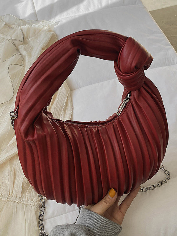 Pleated Split-Joint Zipper Shoulder Bags Handbags Bags Accessories