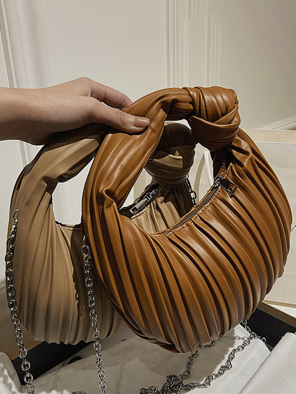 Pleated Split-Joint Zipper Shoulder Bags Handbags Bags Accessories