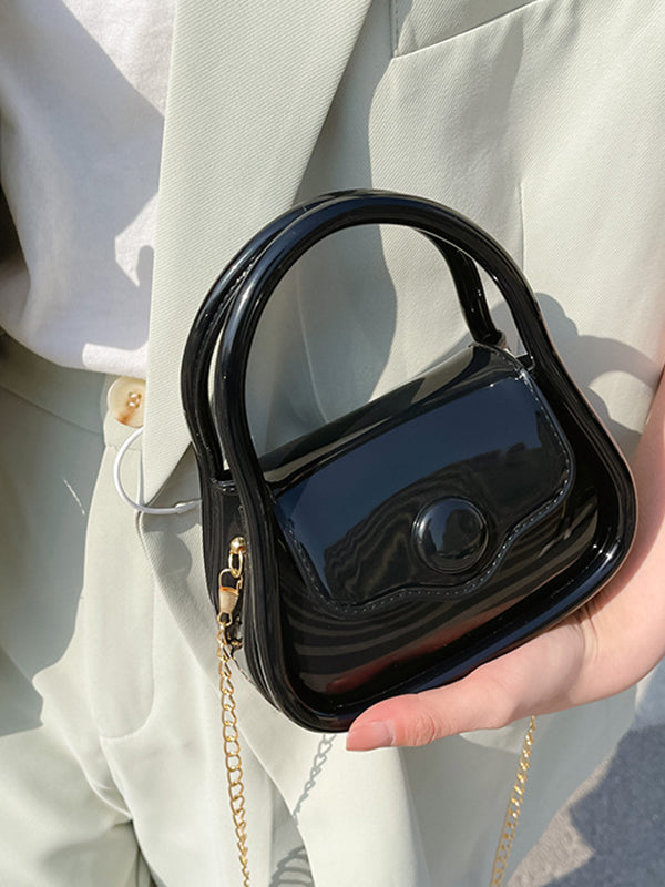 Chains Solid Color Satchels Crossbody Bags