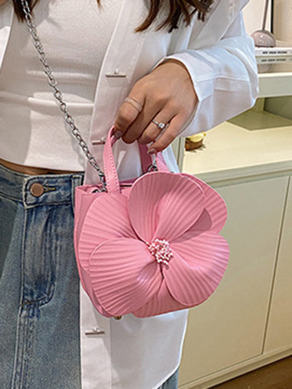 Flower Shape Pleated Split-Joint Tote Bags Handbags Crossbody Bags Bags