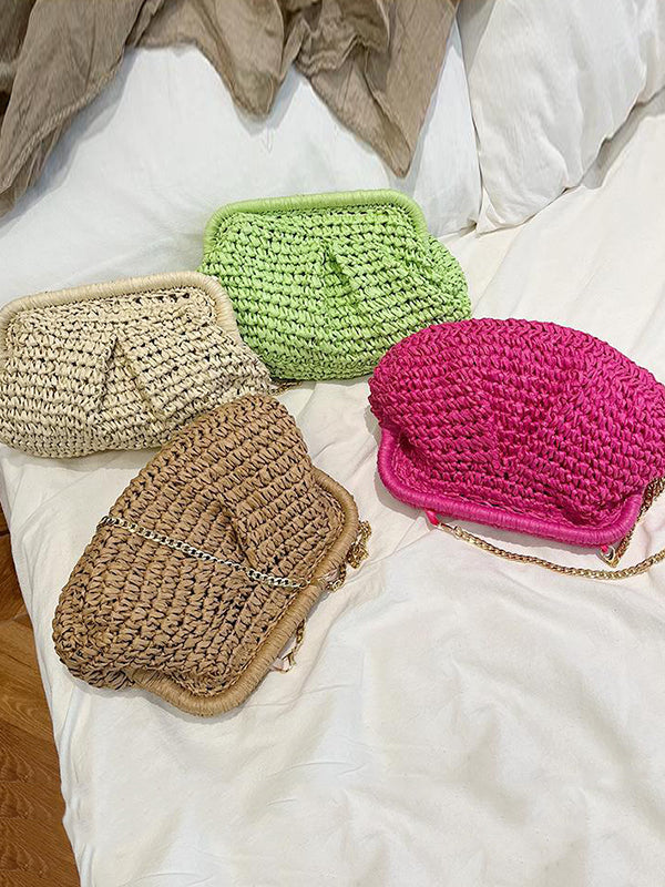 Chains Solid Color Satchels Crossbody Bags