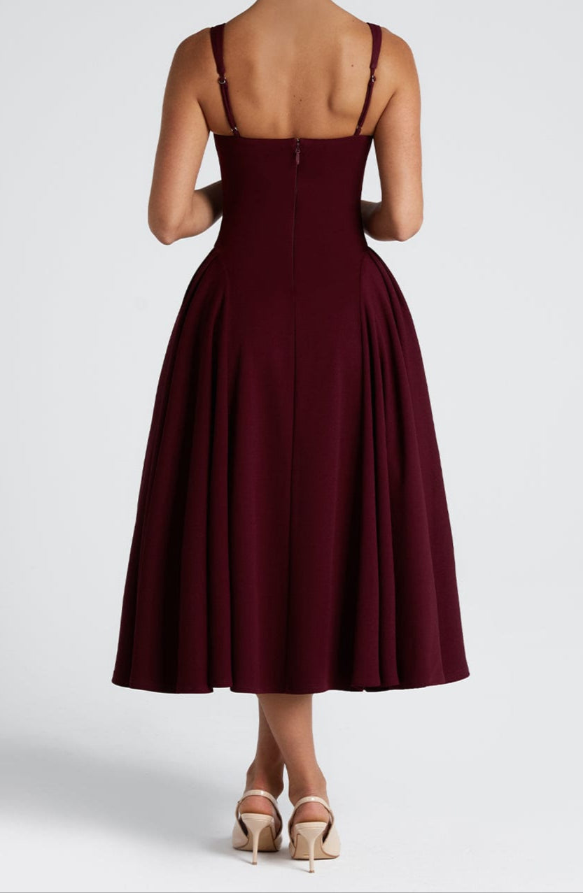 Claudia Midi Dress - Cherry Lacquer