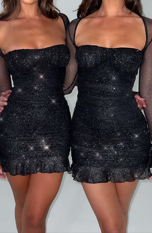 Lucia Mini Dress - Black Sparkle