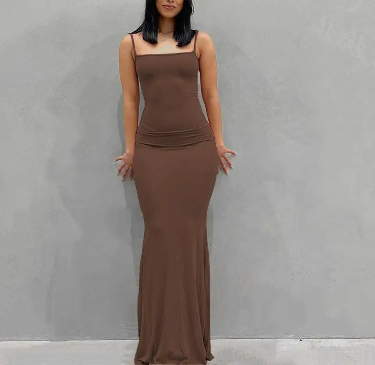 Satin Slip Backless Maxi Dress