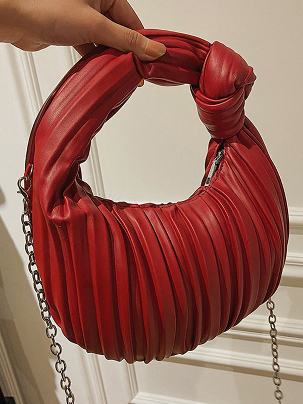 Pleated Split-Joint Zipper Shoulder Bags Handbags Bags Accessories