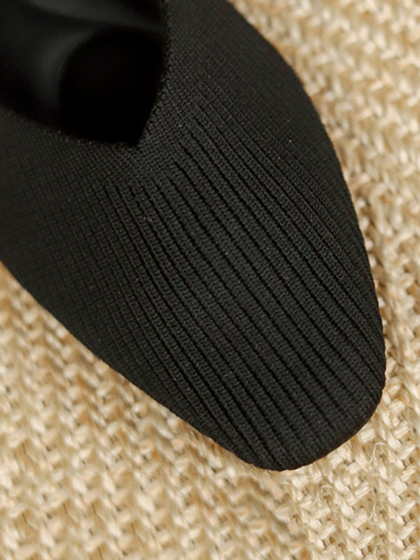 Solid Color Square-Toe Shoes Flats