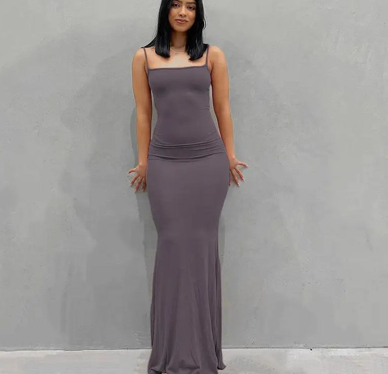 Satin Slip Backless Maxi Dress