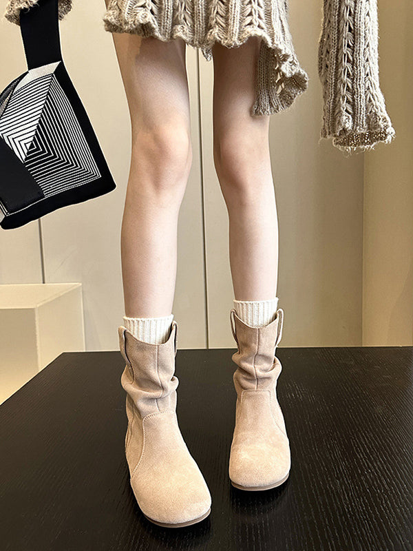 Round-Toe Split-Joint Boots