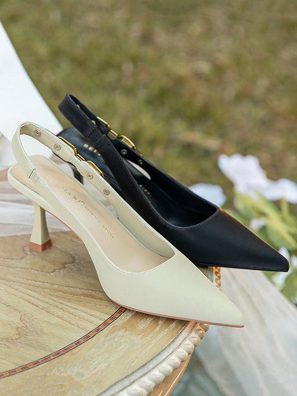 Chains Pointed-Toe Split-Joint Sandals Sling Shoes