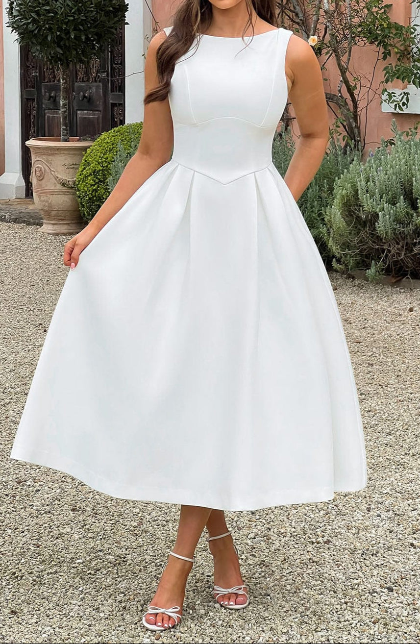 Alejandra Midi Dress-Ivory