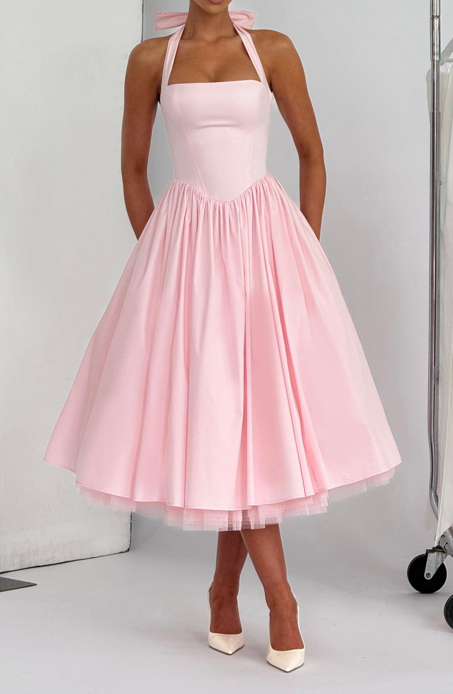 Zoe Midi Dress-Blush