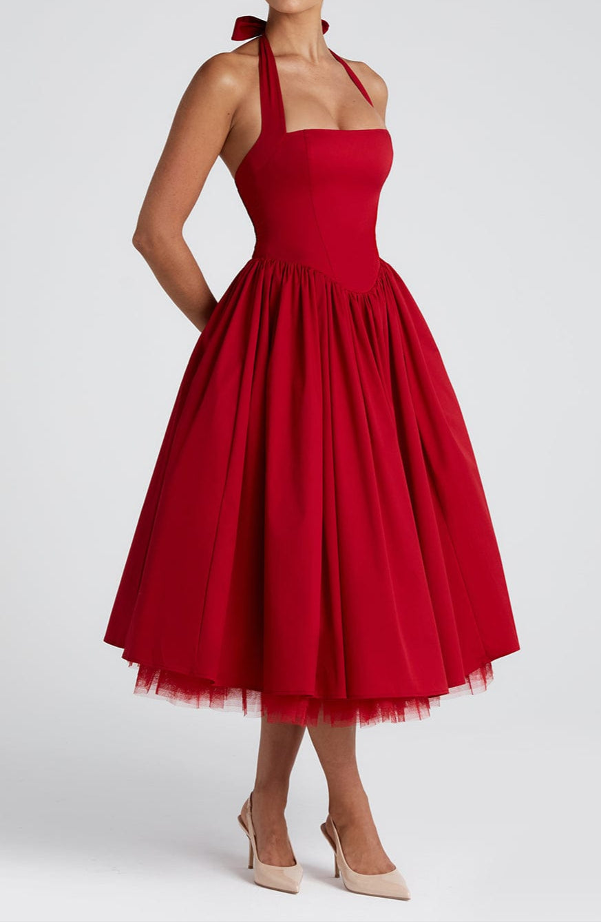 Triana Midi Dress - Red