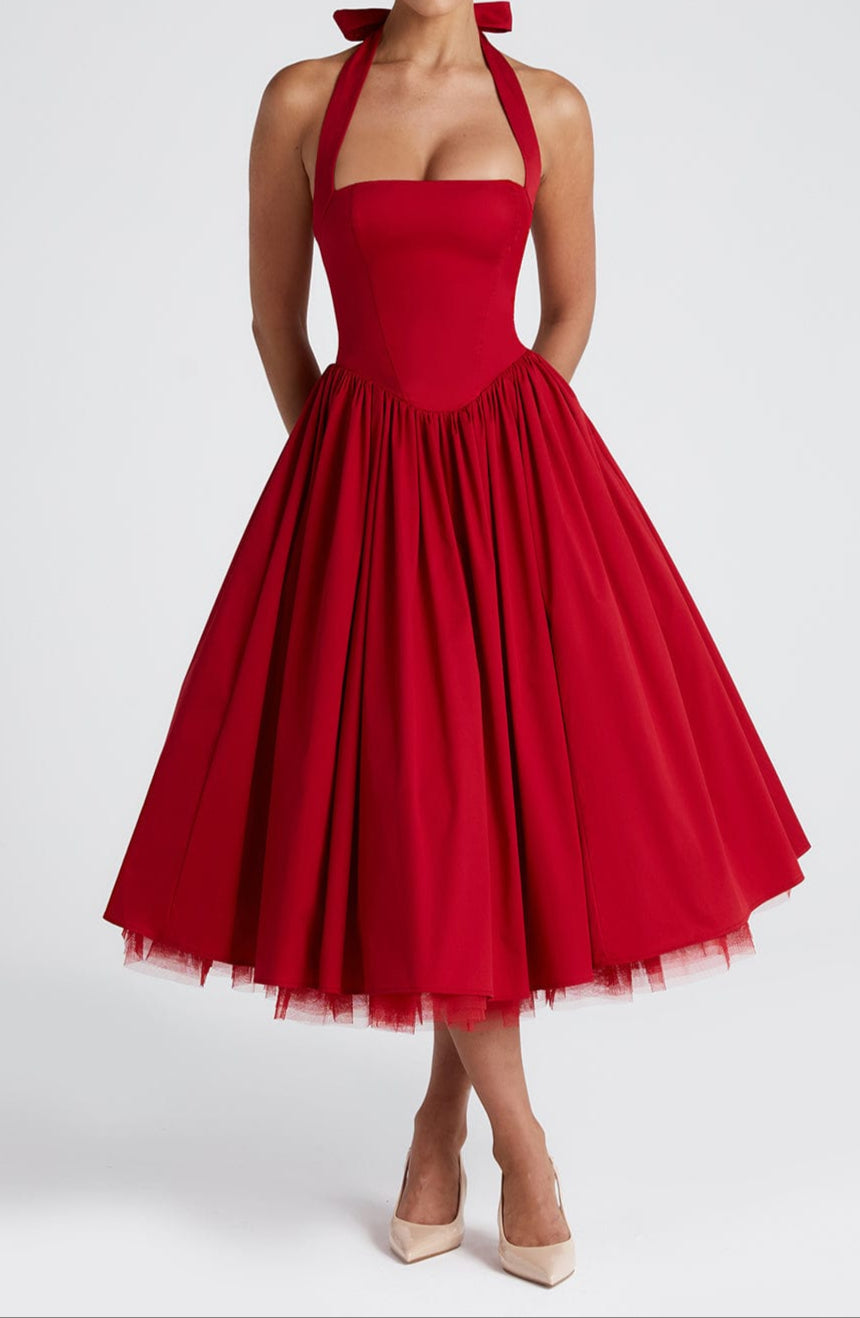 Paolina Midi Dress - Red
