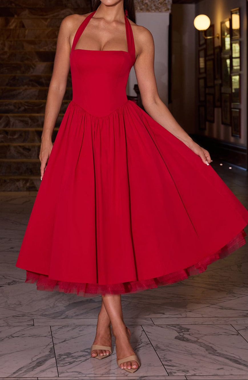Triana Midi Dress - Red