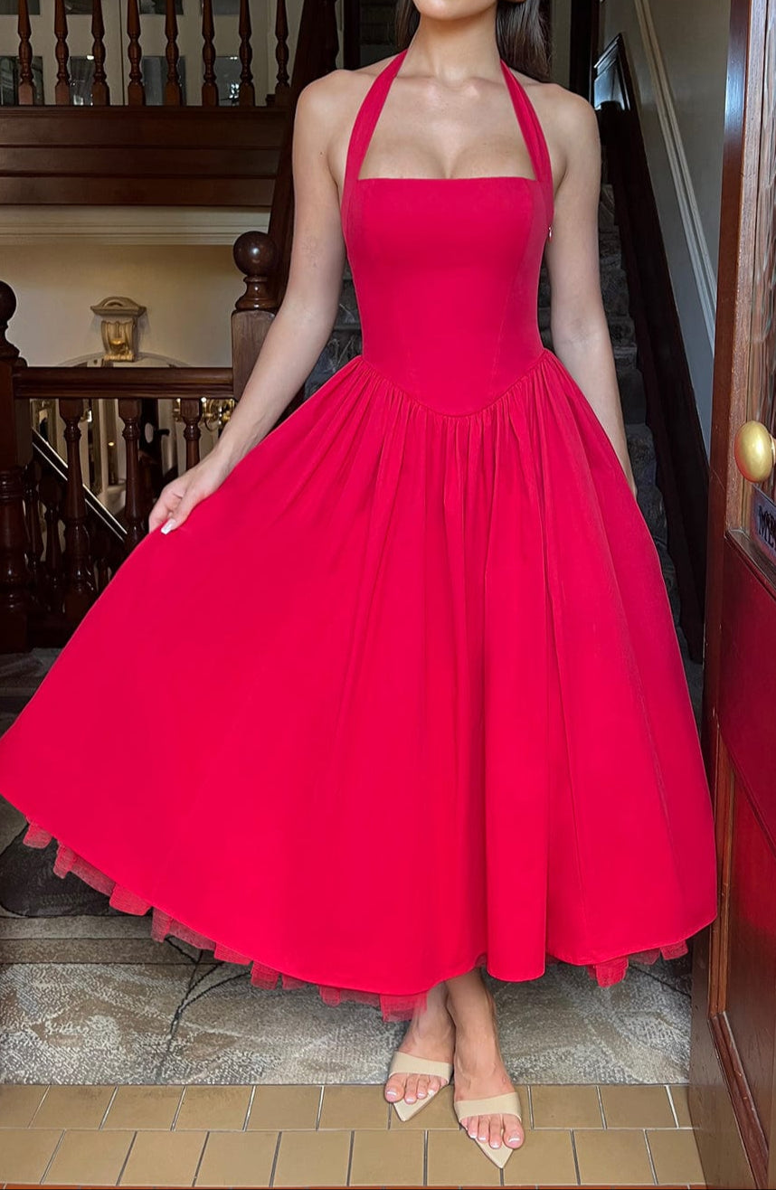 Paolina Midi Dress - Red