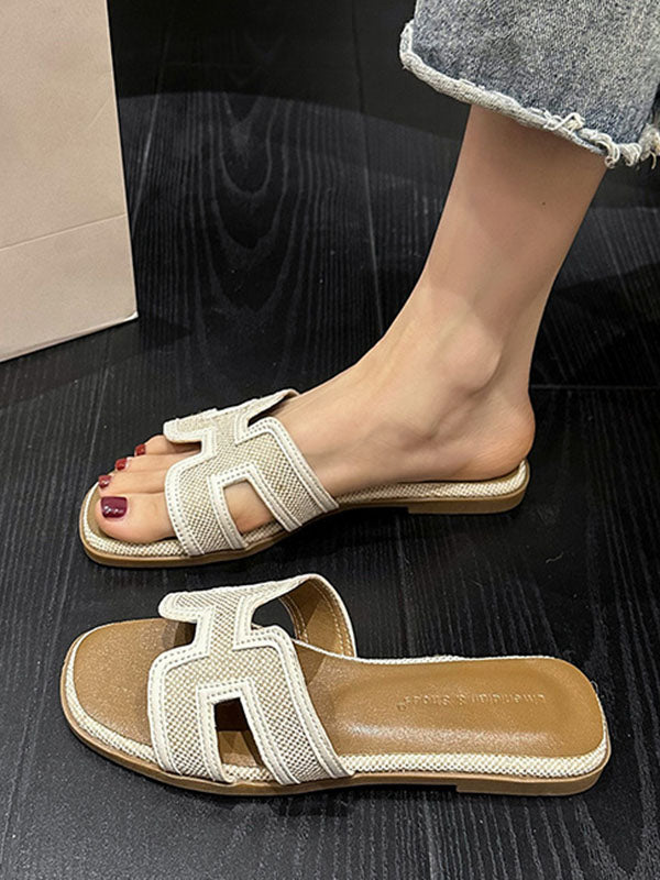 Hollow Open Toe Split-Joint Slippers