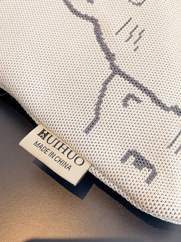 Contrast Color Split-Joint Woven Handbag Bags