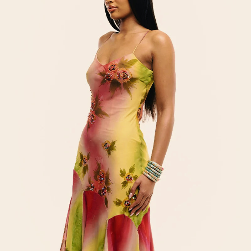 Ruffled Lotus Leaf Edge Midi Dress