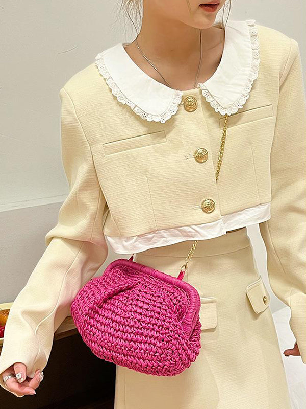 Chains Solid Color Satchels Crossbody Bags