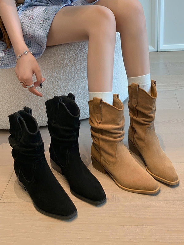 Pointed-Toe Split-Joint Pumps Boots