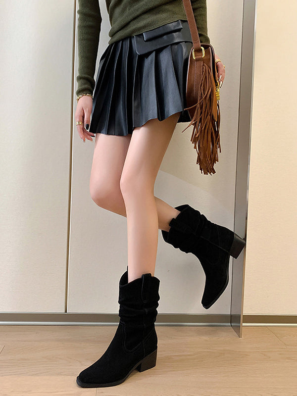 Pointed-Toe Split-Joint Pumps Boots