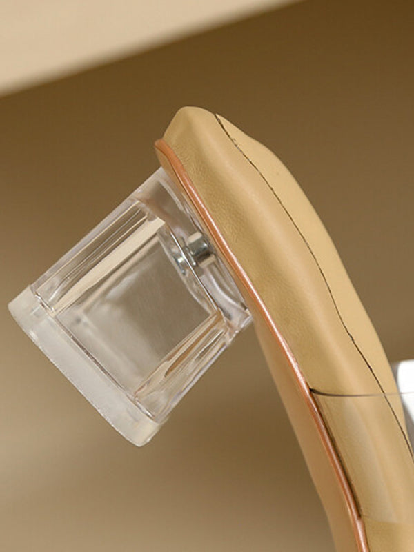 Open Toe Split-Joint Square-Toe Transparent Slippers Pumps Sandals