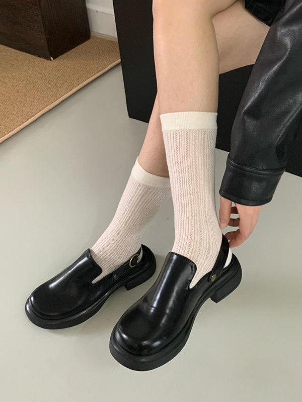 Buckle Round-Toe Split-Joint Loafers Mules&Slides Sandals