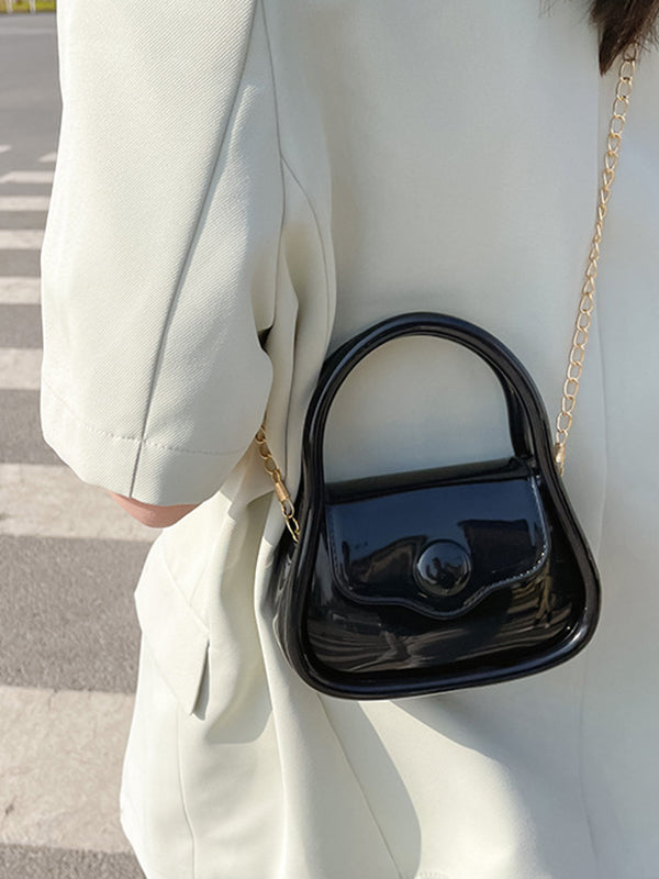 Chains Solid Color Satchels Crossbody Bags