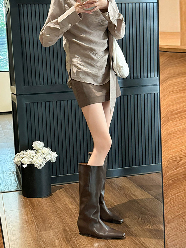 Pointed-Toe Split-Joint Pumps Boots