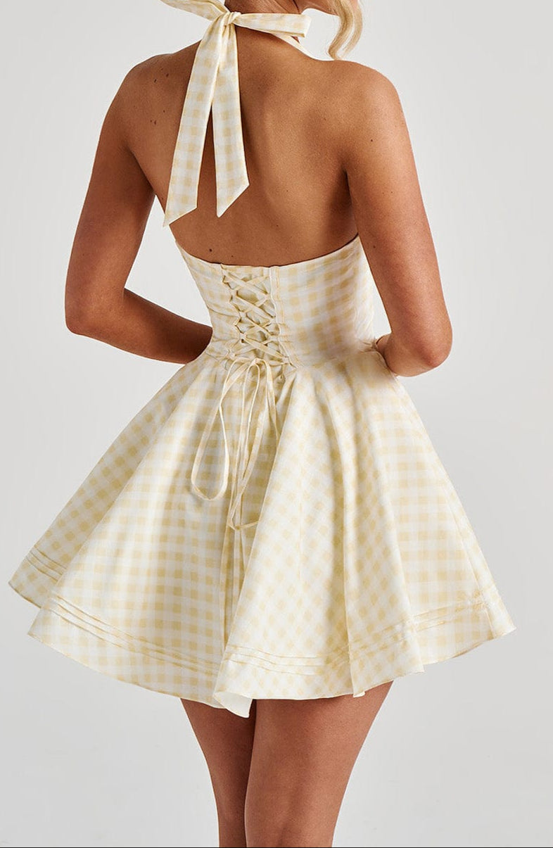 Ariadna Mini Dress - Lemon Gingham