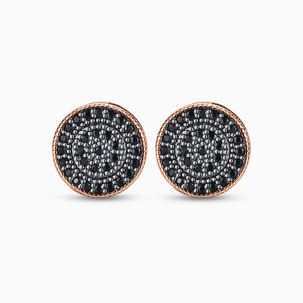 Black Rose Circle Stud Earrings