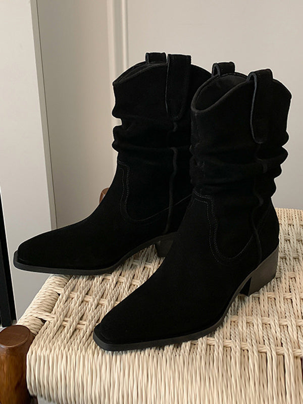 Pointed-Toe Split-Joint Pumps Boots