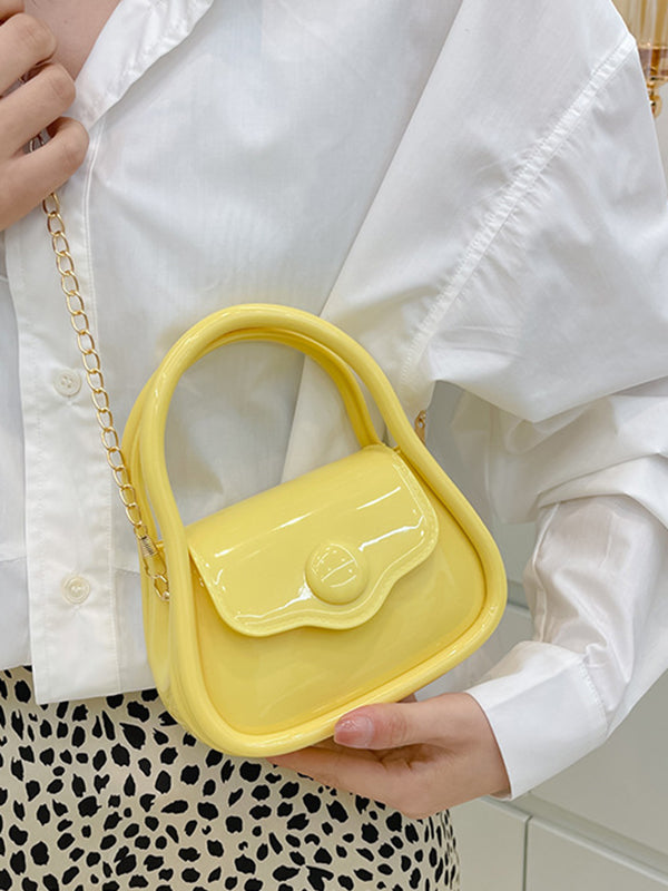 Chains Solid Color Satchels Crossbody Bags